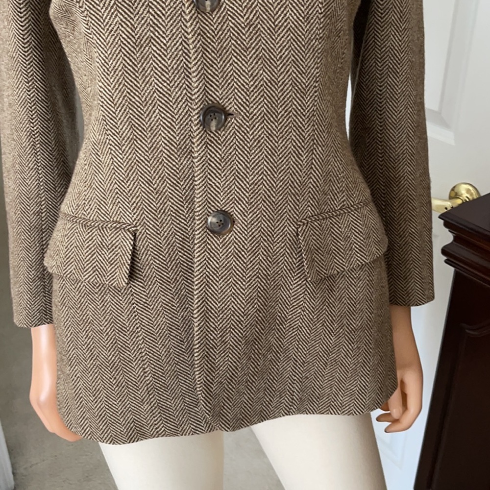 Ralph Lauren Blue Label Brown Wool Herringbone Blazer Jacket Tailored - Picture 5 of 13